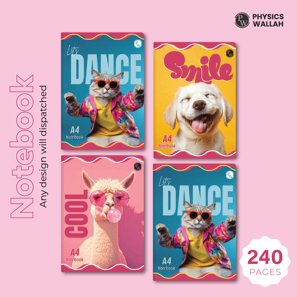 240 Pages A4 Notebook | Unruled set of 4 |  Notebook for School, College & Office Use | Smooth Paper | Durable Cover