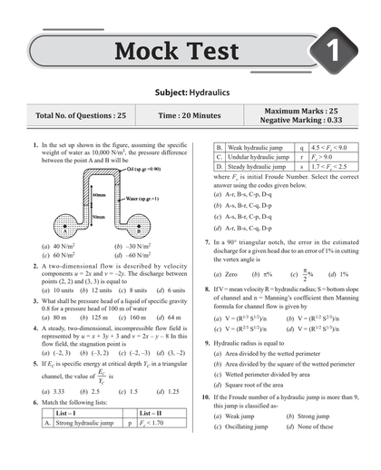 SSC JE Civil Engineering Mock Tests Paper- I, 11 Subject wise Mock tests and 5 Full length Tests, Fresh 1200+ Questions based on new SSC JE exam pattern--