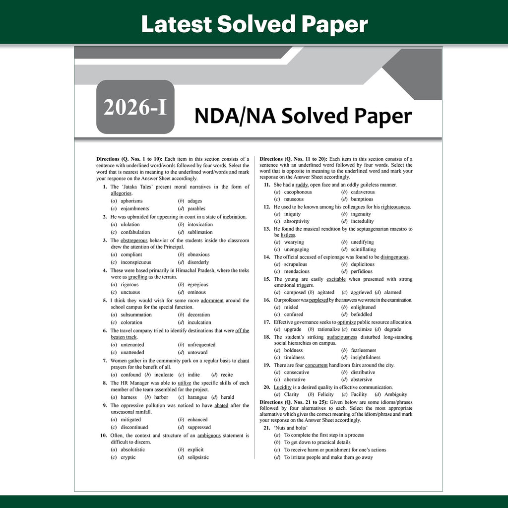 Shaurya NDA Book 2027 – NDA/NA General Ability English | Latest 2026 Solved Paper | Comprehension, Verbal Ability, Vocabulary | Chapterwise Theory, PYQs, Practice Exercises