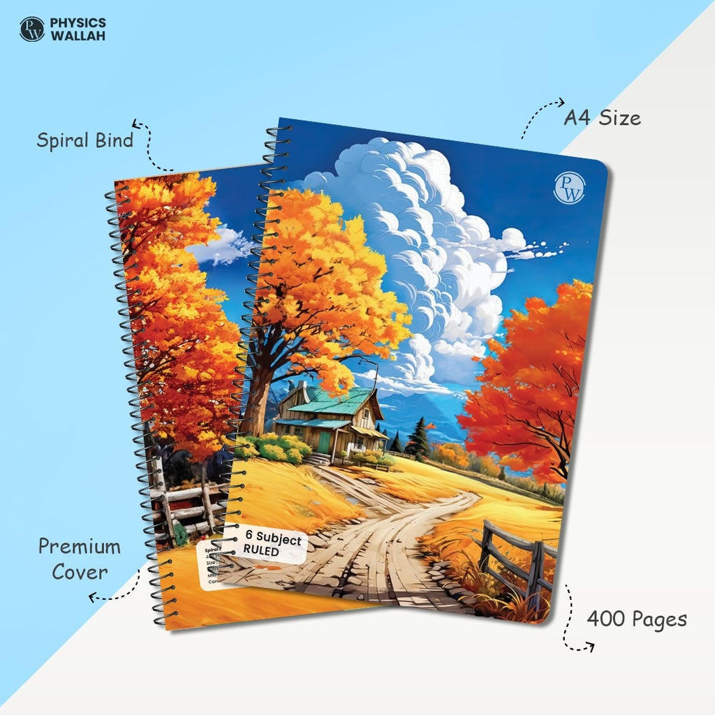 6 Subject Spiral Notebook | Set of 3 | 400 Pages | Ruled | PW Seasons