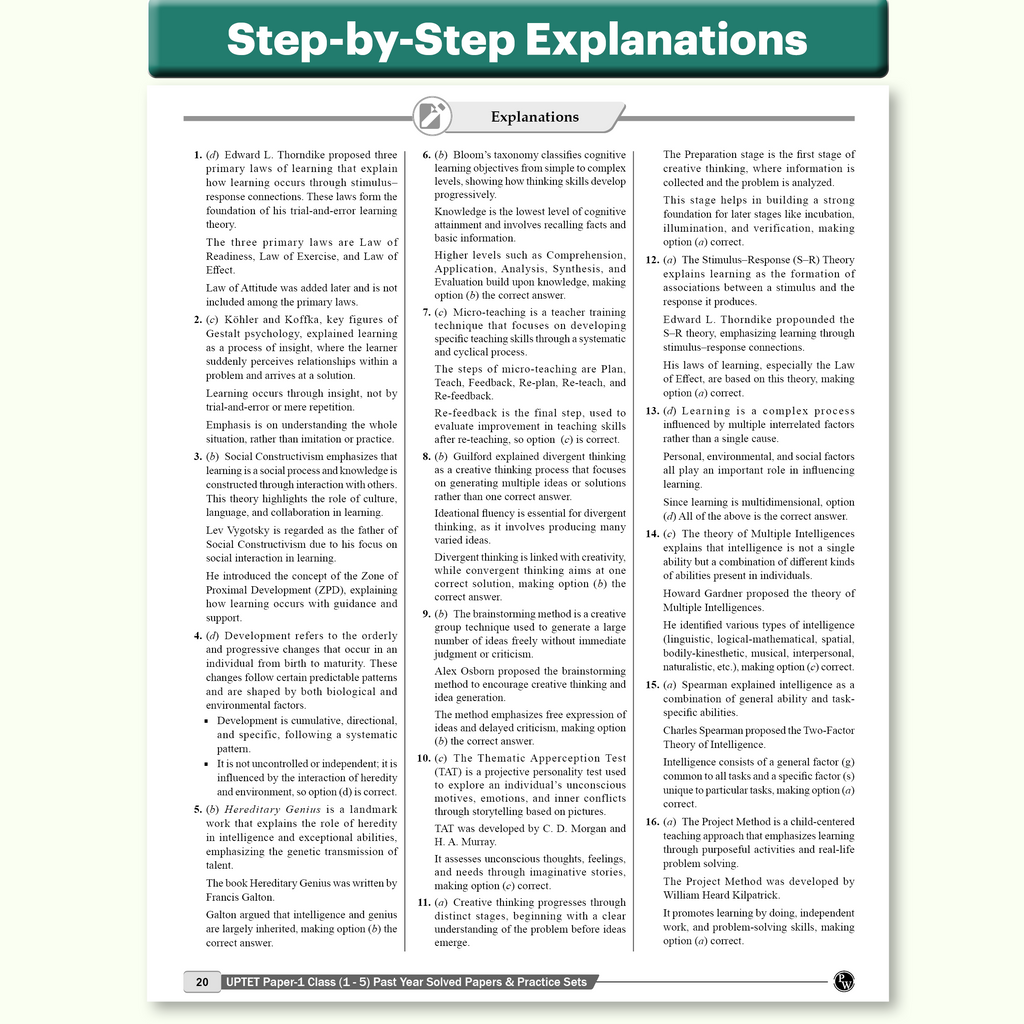 PW UPTET Paper 1 Class 1-5 Teacher Eligibility Test Exam 2026 | 10 Previous Year Solved Papers (2021-2011) and 10 Practice Sets | CDP, EVS, Maths, English, Hindi | 3000+ Questions