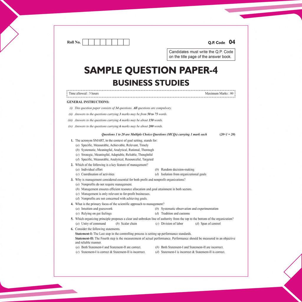 CBSE 15 Sample Question Papers Class 12 Business Studies for 2025 Exam | Competency-Based Learning | PYQ 2024 with Topper's Explanations, CBSE SQP & CBSE Practice Questions