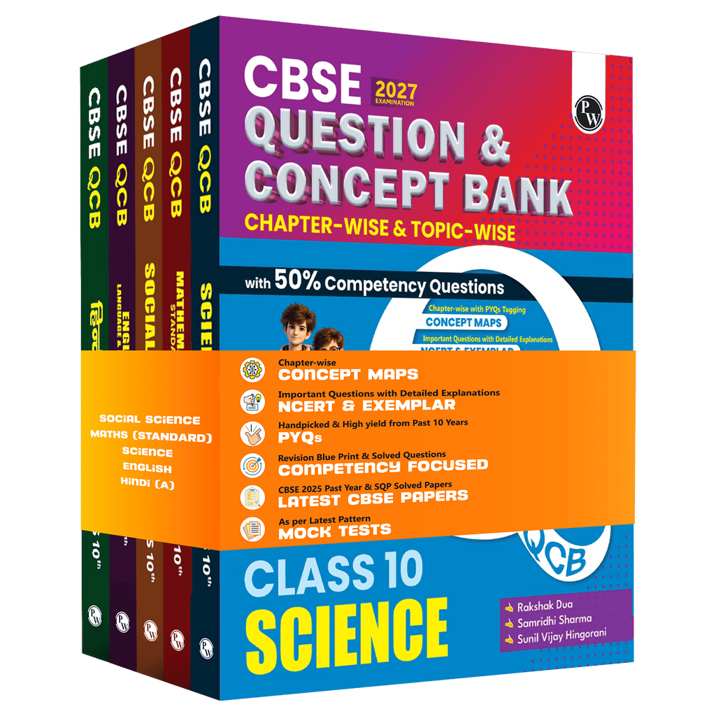 CBSE Question & Concept Bank (QCB) Class 10 Maths (Std), Science, Social Science, English, Hindi-A Combo Set of 5 Books Chapterwise & Topicwise Solved Questions For 2027 Exams