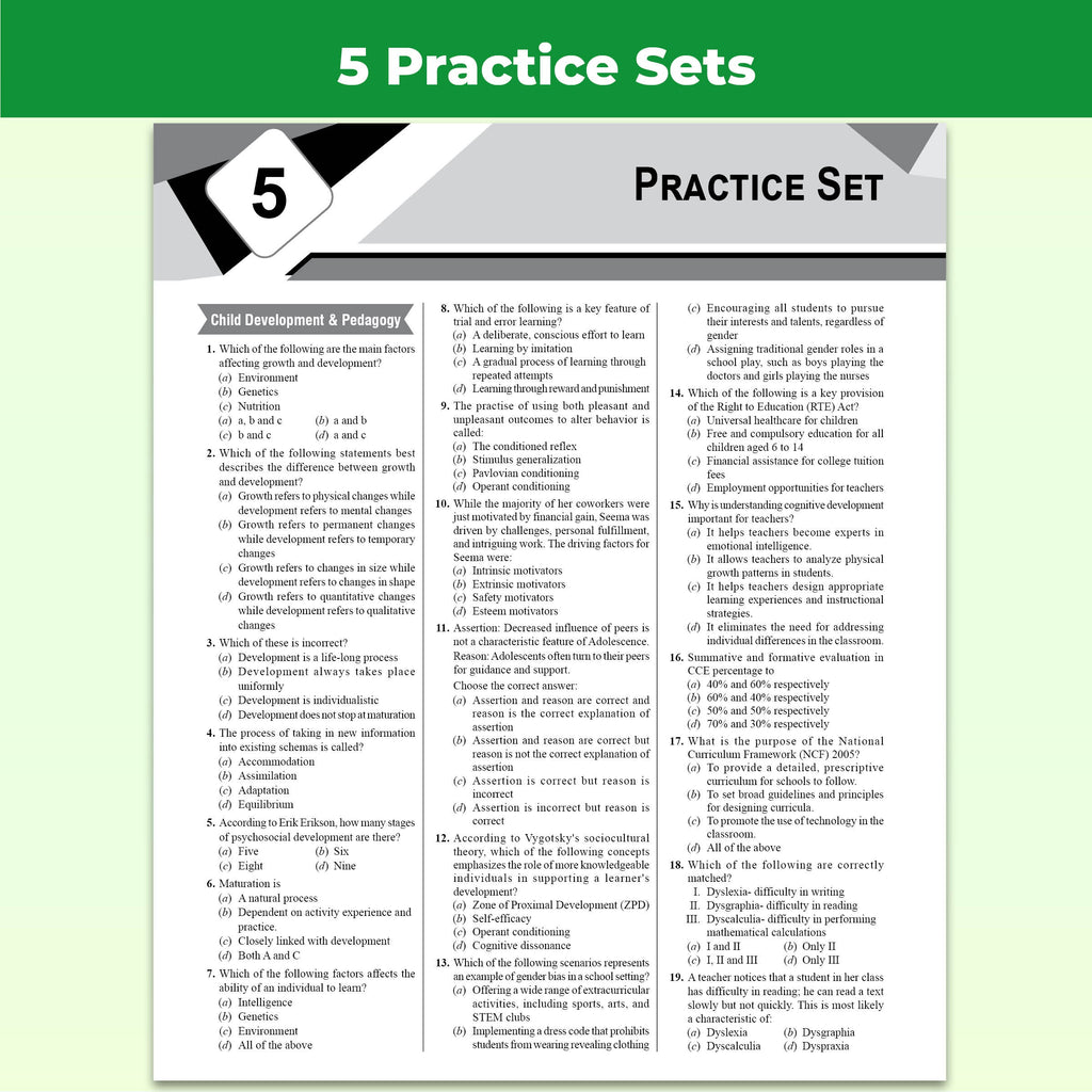 CTET Paper 1 (Class 1  5) 24 Previous Year Solved Papers 2026-2011 | Includes CDP Revision Notes | 5 Practice Sets | 5 OMR Sheets | PYQ Questions | English Edition