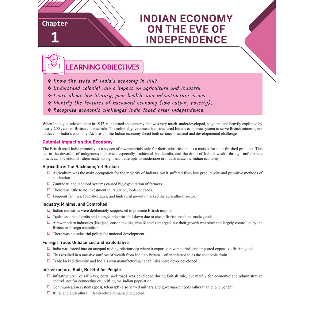CBSE Question & Concept Bank (QCB) Class 12 Indian Economic Development Chapter-wise and Topic-wise Solved Questions For 2026 Exams with Competency Based Question