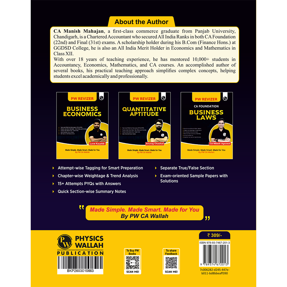 MCQ Revizer CA Foundation Accounting By CA Manish Mahajan | Chapterwise Weightage Analysis & PYQs