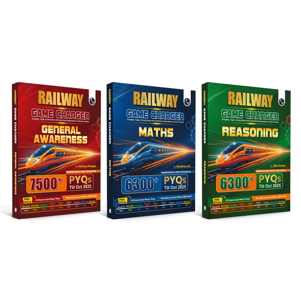 Railway Game Changer Maths, General Awareness, Reasoning PYQ Combo Set of 3 Books For 2026 Exams | 20000+ TCS MCQ | Chapter, Topic & Exam-wise Past Year Questions