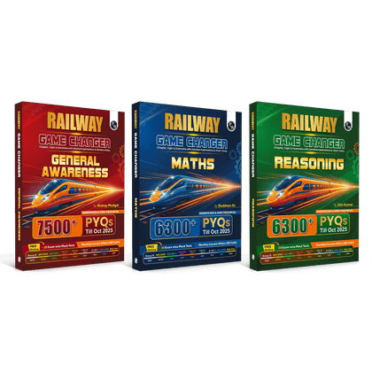 Railway Game Changer Maths, General Awareness, Reasoning PYQ Combo Set of 3 Books For 2026 Exams | 20000+ TCS MCQ | Chapter, Topic & Exam-wise Past Year Questions