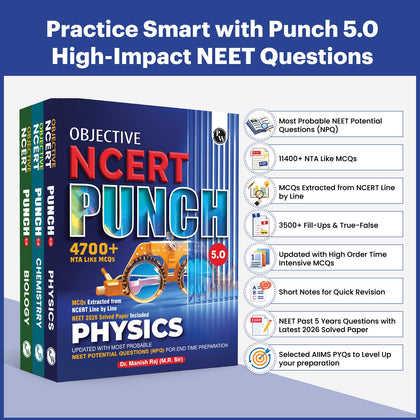 PW Objective NCERT Punch 5.0 Physics, Chemistry and Biology Combo Set of 3 Books l Updated with Most Probable NEET Potential Questions (NPQ) For End Time Preparation