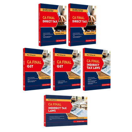 CA Final Group 2 Combo Set of 6 Books-Indirect Tax Laws, GST Concept, Customs, IDT Chart, One Concept, One Question (OCOQ) Q&A By CA Karan Sheth, Direct Tax Concept Book & Question Bank By CA Jasmeet Singh