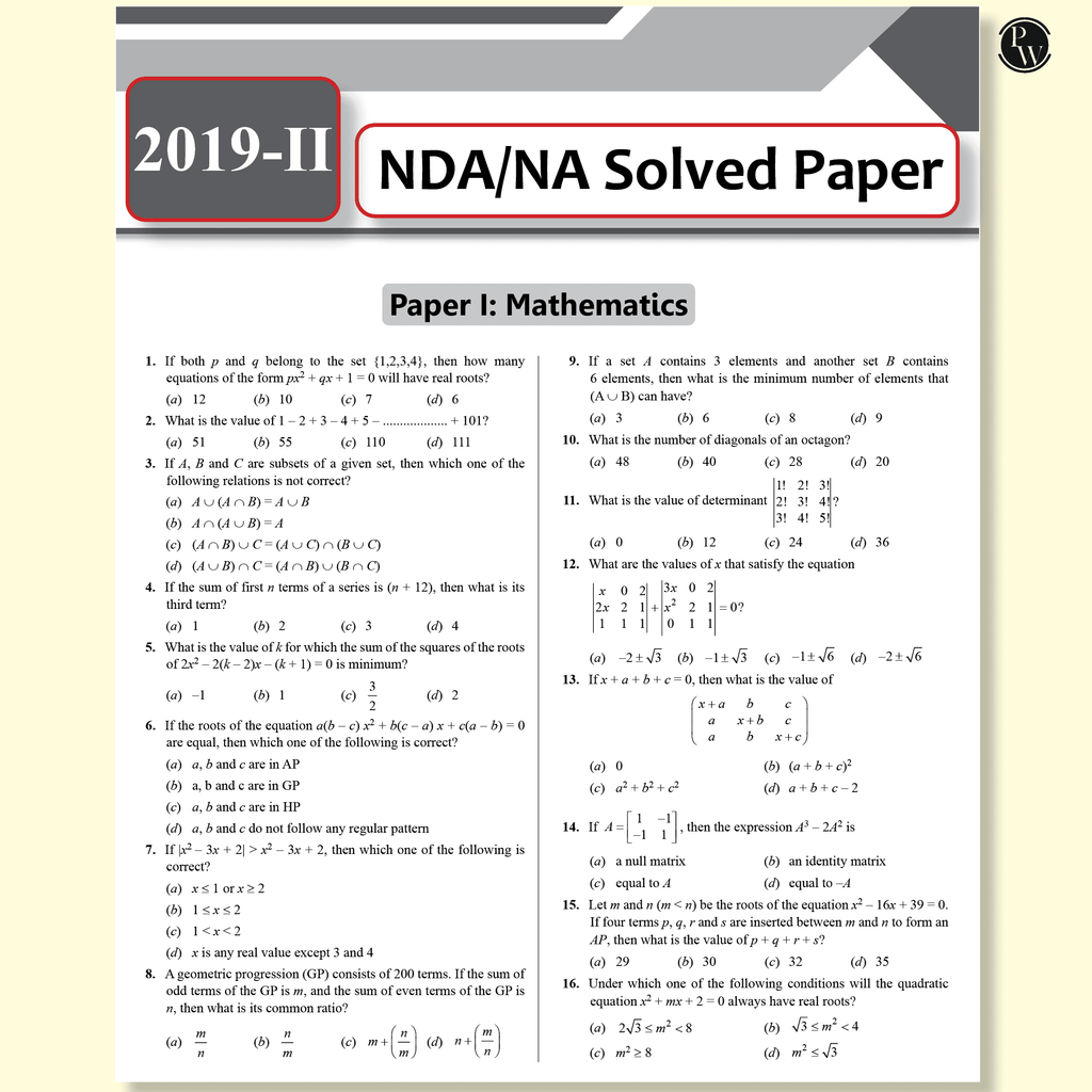 UPSC NDA/NA National Defence Academy Naval Academy 10 Previous Year Solved Papers 2019-2024 & 10 Mock Tests with 20 OMR Sheets l Mathematics and General Ability For NDA Exams 2024-2025