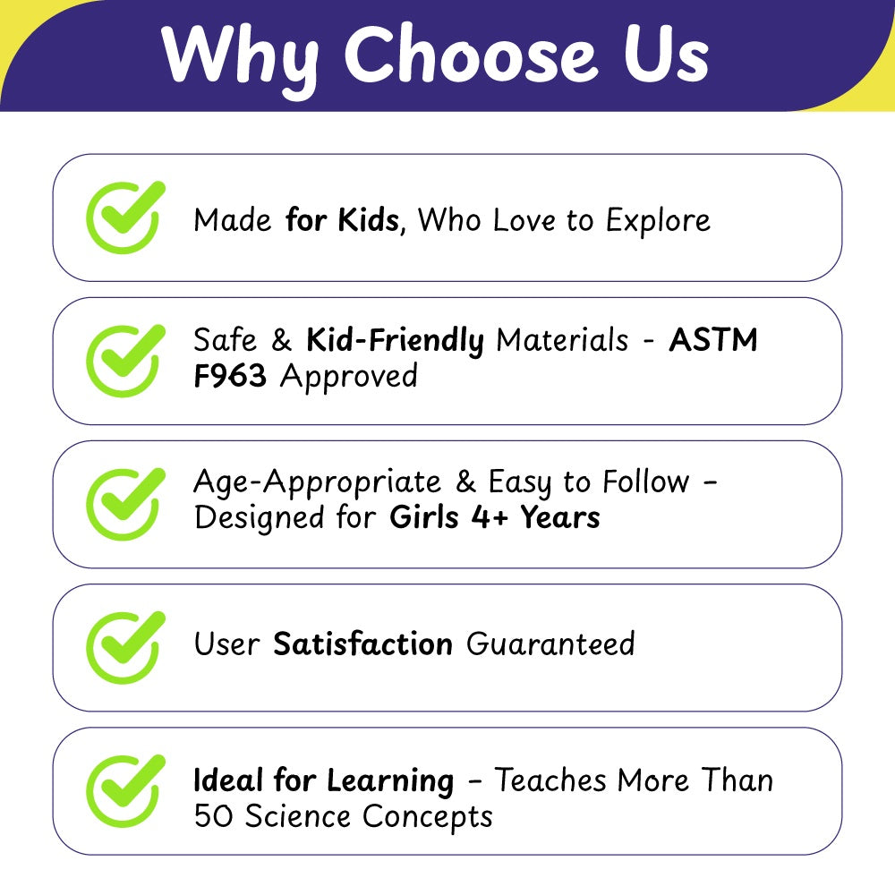 Girls Science Kit for Kids 4+ Years, 50+ STEM Experiments with Instruction Manual & 30 DIY Bonus Experiment, Educational Learning Toy