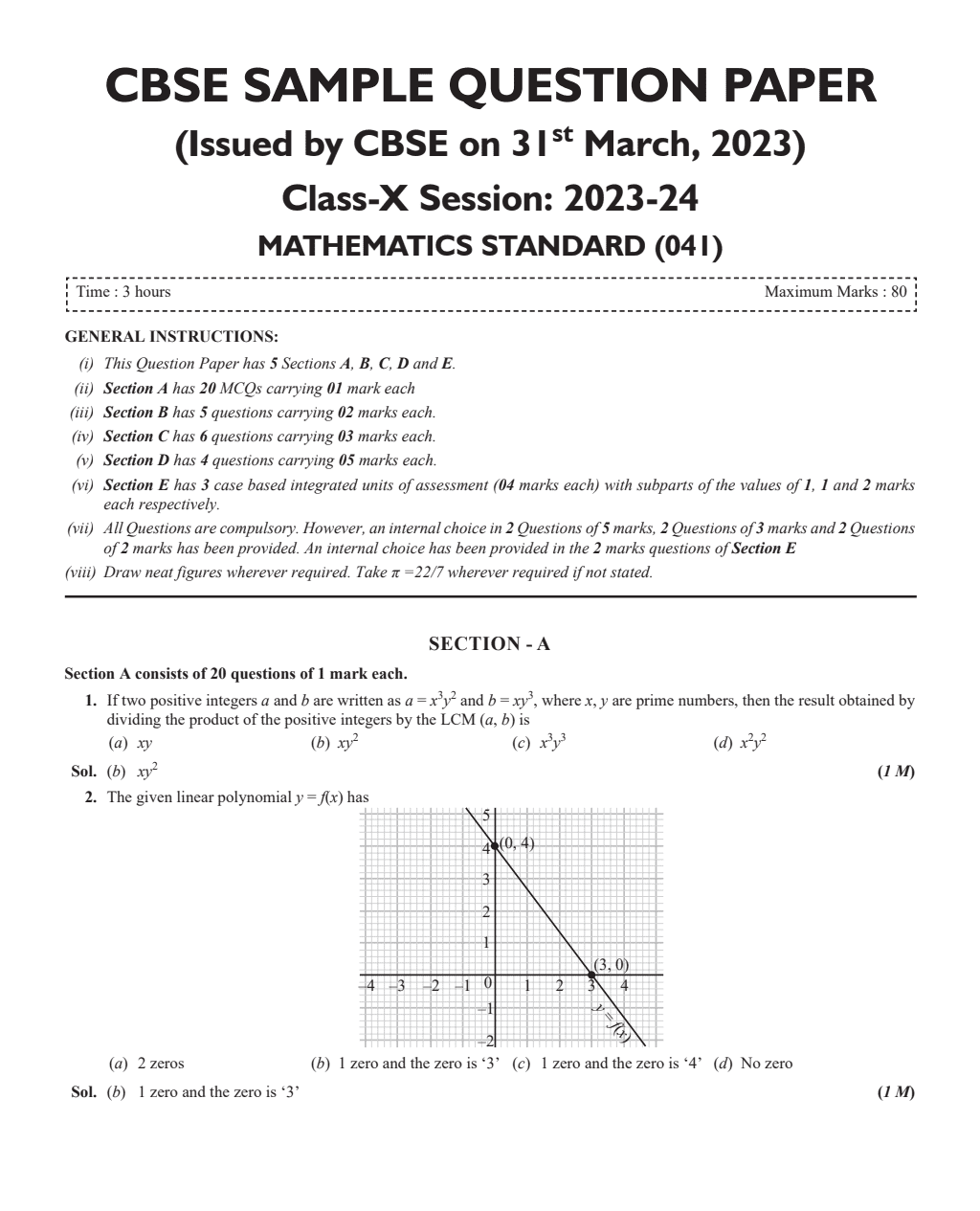 CBSE 15 Sample Question Papers Class 10 Mathematics (Standard) for 2024 exam | PYQ 2023 Paper with Topper's Explanations, CBSE SQP & CBSE Additional Practice Questions with Marking Scheme | Cheat Sheets, Important Concepts & Derivations