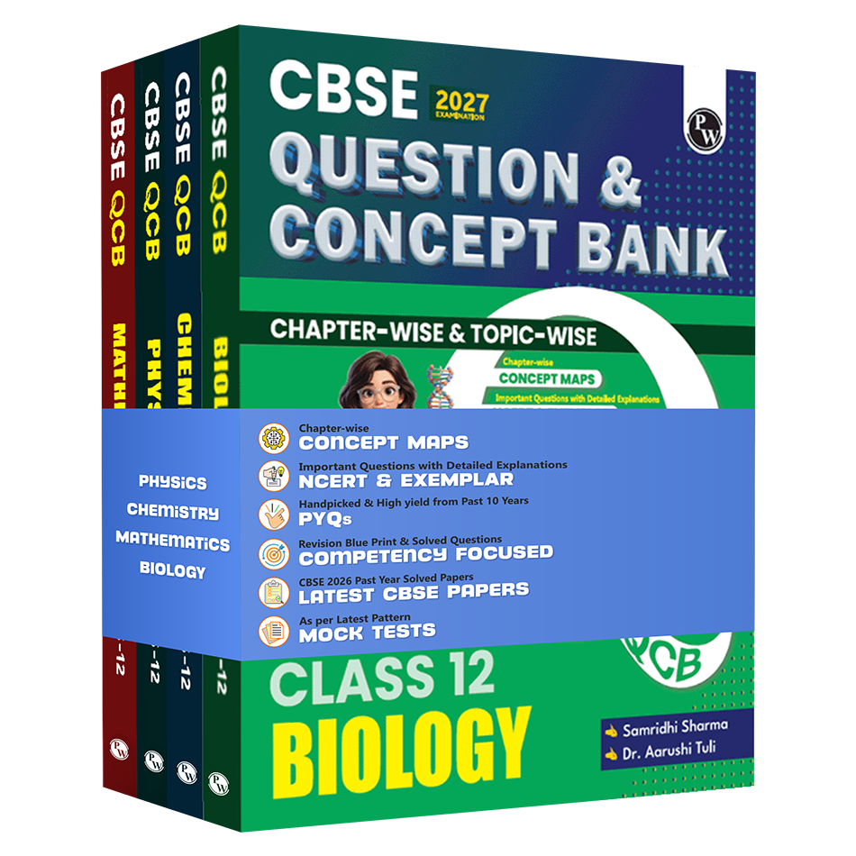 CBSE Question & Concept Bank (QCB) Class 12 Physics, Chemistry, Mathematics and Biology COMBO Set of 4 Books Chapterwise & Topicwise Solved Questions For 2027 Exams