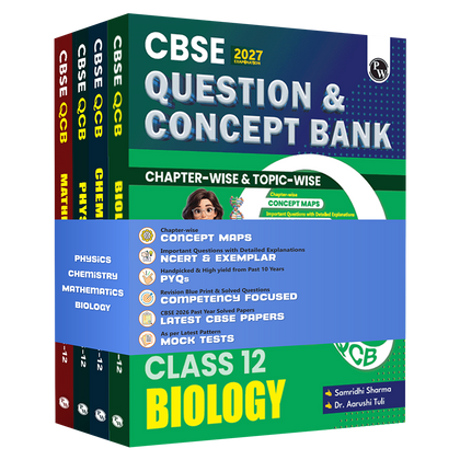 CBSE Question & Concept Bank (QCB) Class 12 Physics, Chemistry, Mathematics and Biology COMBO Set of 4 Books Chapterwise & Topicwise Solved Questions For 2027 Exams