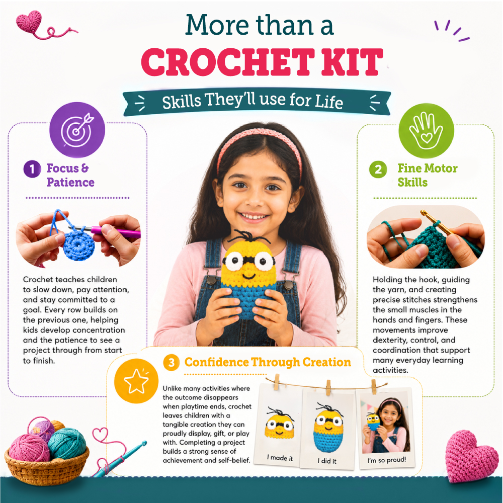 15 Pcs Crochet Kit for Beginners, 5 Experiments with Video Tutorial