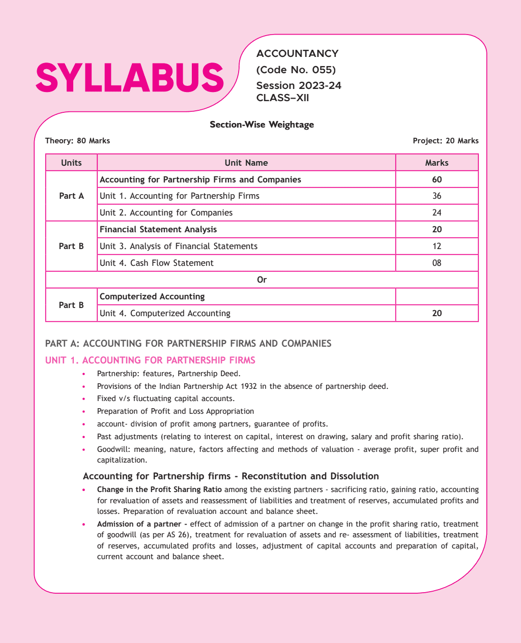 CBSE 15 Sample Question Papers Class 12 Accountancy for 2024 Exam (Mock Test Paper) Adhering to Competency - Based Learning | Embedded Videos and Cheat Sheet for Revision | PYQ 2023 Solved Paper