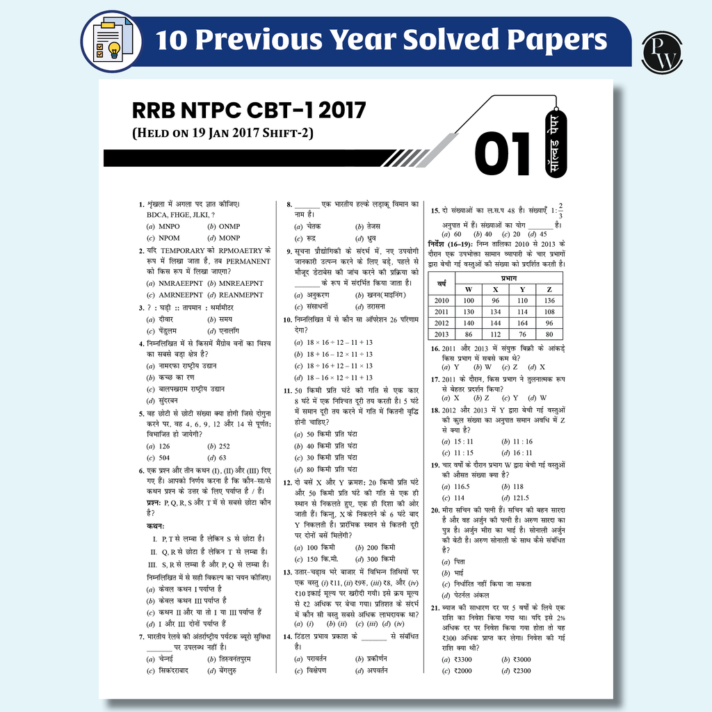 RRB NTPC Non Technical Popular Categories (CBT-2) Hindi Edition | 20 Practice Sets & 10 Previous Year Solved Papers (2017 & 2022) With 5 Online Tests For 2025 Exam