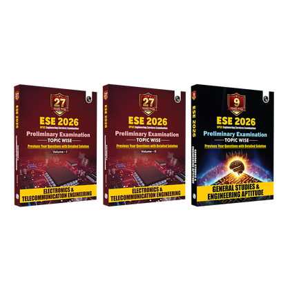 UPSC ESE Topicwise Previous Years Solved Questions Electronics & Telecommunication Engineering Preliminary Examination Volume 1 & 2 and General Studies & Engineering Aptitude Set of 3 Books for 2026