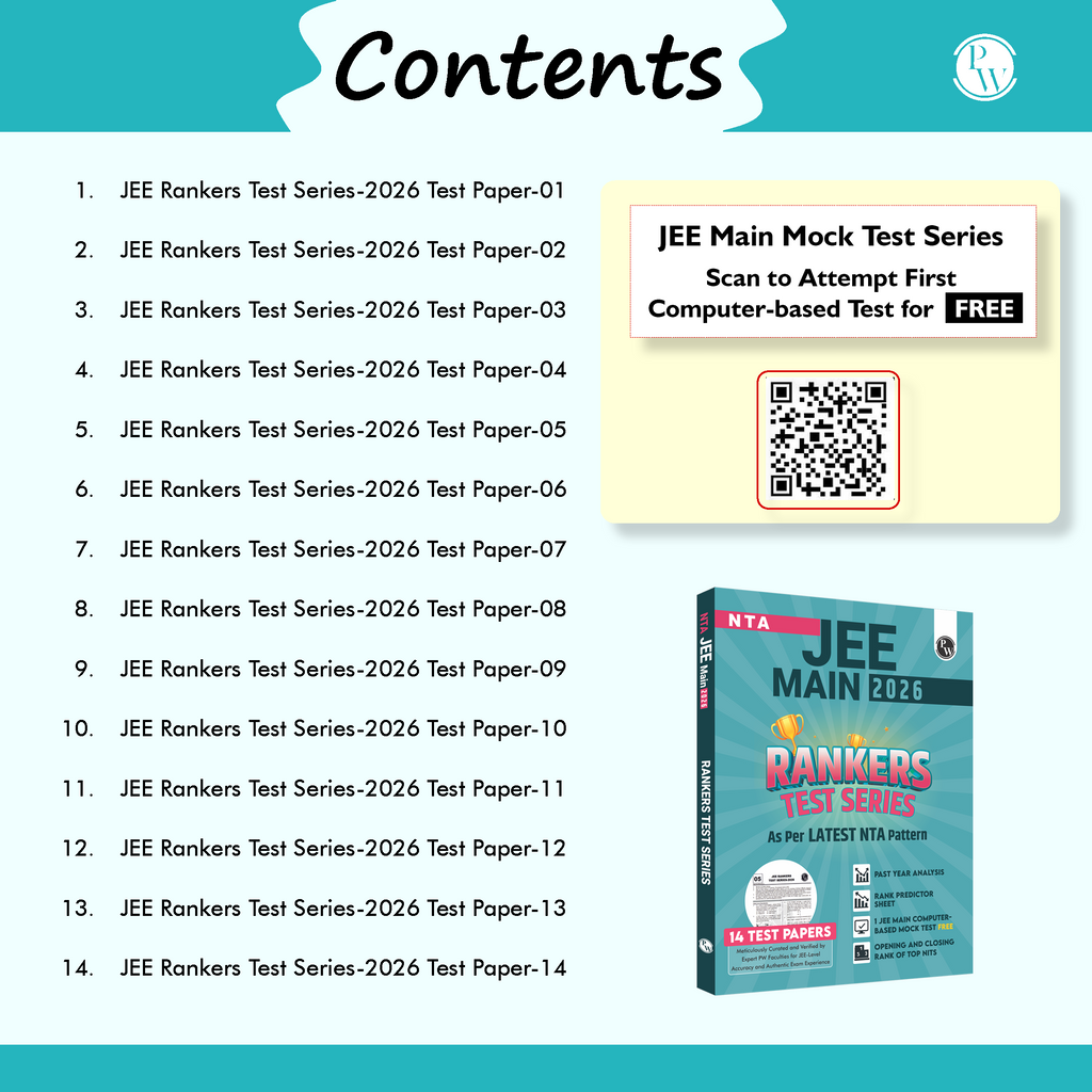 Digital Book + 14 JEE Main Rankers Test Series 2026 As Per Latest NTA Pattern | Elaborated Solutions with Chapterwise Weightage Analysis & CBT Test & Rank Predictor