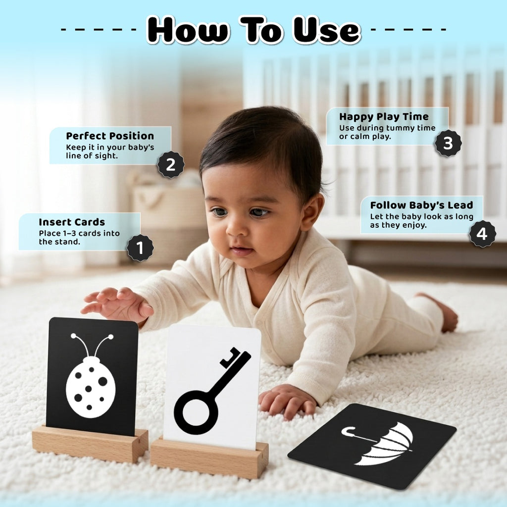 High Contrast Flashcards For New Born Baby | Educational Black & White 60 Pictures | Tummy Time Toys For Babies - 0 to 12 Months For Visual Stimulation & Sensory Development | Gifts for Infants