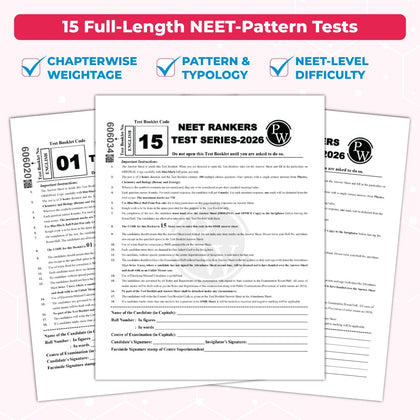 NTA 15 NEET Rankers Test Series 2026 Verified & Curated By Expert Faculties as per Latest NEET Difficulty | Rank Predictor, Motivational Sticker, 15 OMR Sheet & Solution Booklet