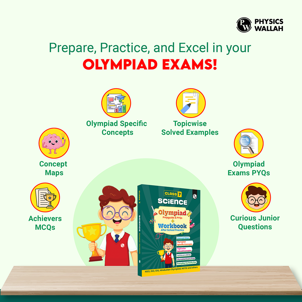 Olympiad Plus Workbook For Class 7 Science Prepguide, Concept Map, PYQs and Worksheets For After School Practice | NSO, ISO, IOS, Hindustan Olympiad, NSTSE and Others