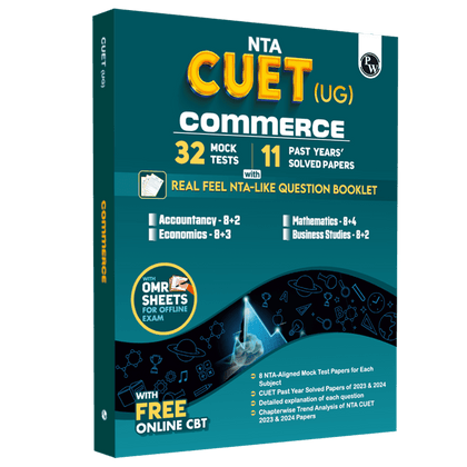 NTA CUET UG Commerce Combined Mock Test & Past Year Papers (Accountancy, Business Studies, Economics, Maths) For 2025 Exams, NTA-like Test Booklet with OMR Sheet, FREE Online CBT--