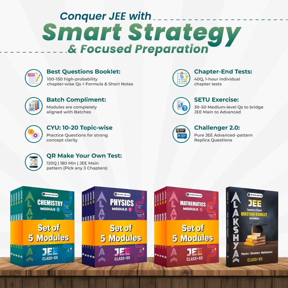 PW Lakshya JEE Main & Advanced Class 12 Physics, Chemistry & Mathematics Modules with Questions Booklet & Solutions + JEE Main PYQ 8 Years (2019–2026) Physics, Chemistry & Mathematics Combo Set | 19 Books