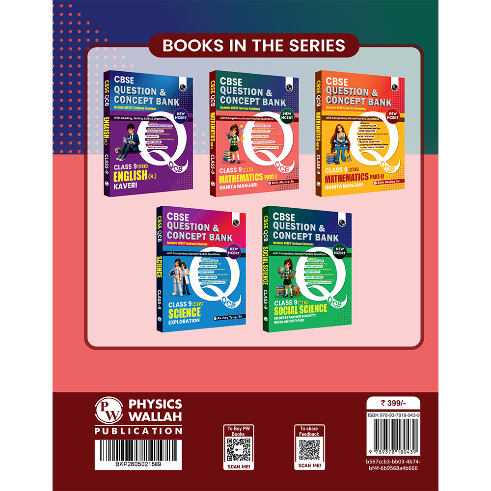 PW CBSE Class 9 Maths Ganita Manjari-1 New NCERT 2026-27 Question and Concept Bank with NCERT Textbook Solutions and Competency Based Questions By Ritik Sir