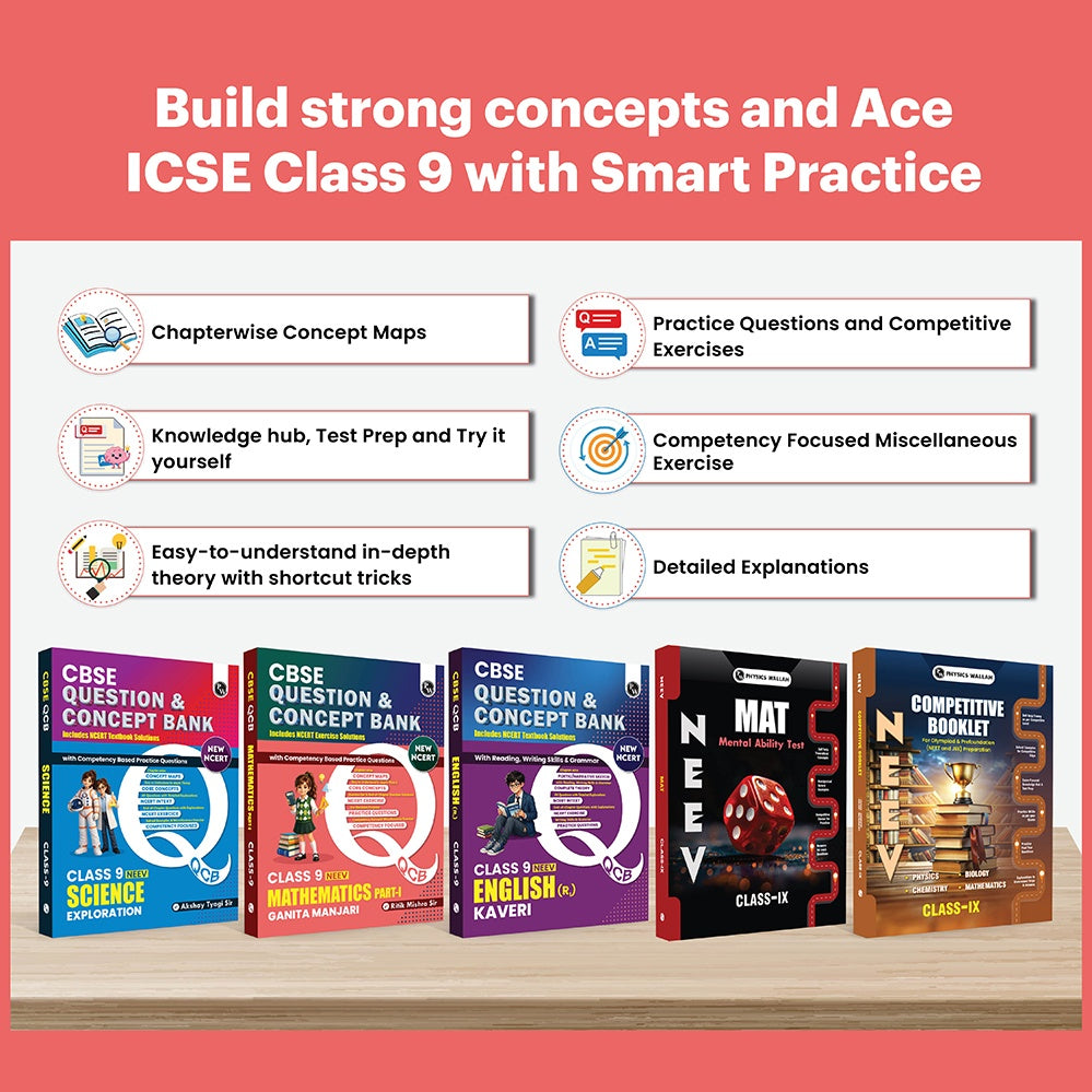NEEV CBSE Class 9 New NCERT 2026-27 Science (Exploration), Maths Part 1 (Ganita Manjari) and English R1 (Kaveri), MAT, Competitive Booklet Combo Set of 5 Books