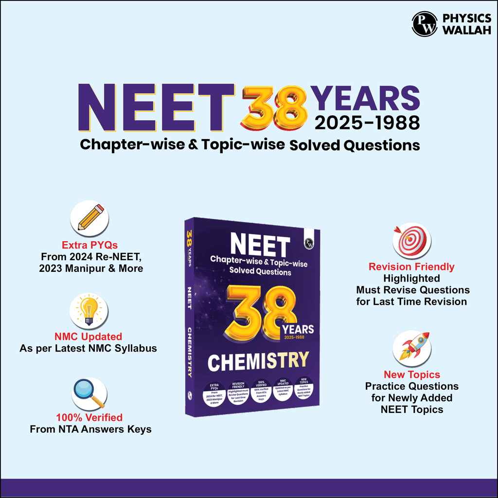 38 Years NEET Previous Year Solved Question Papers Chemistry PYQ (2025 - 1988) Chapterwise Topicwise Solutions For NEET Exam 2026 with Newly Added Topics