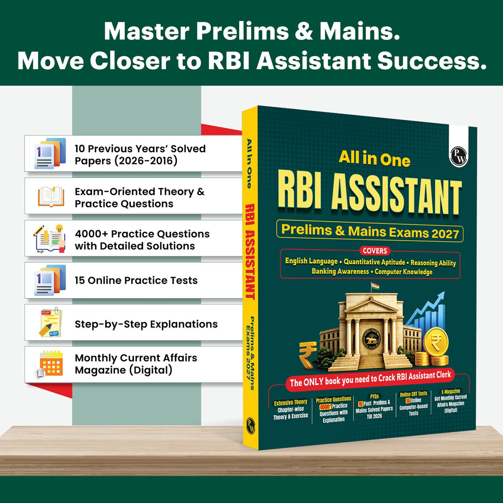 All In One RBI Assistant Prelims & Mains Exams 2027 | Chapterwise Theory & Exercise with 10 Past Year Papers (2026 – 2016) | 4000+ Practice Questions | 15 Online Mock Tests