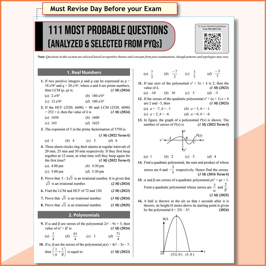 PW 15 CBSE Sample Papers Class 10 Maths (Standard) For 2027 Board Exam (New Pattern) | CBSE Like Question Booklet and Answer Sheets, Marking Stickers, Mind Maps, Most Probable Questions
