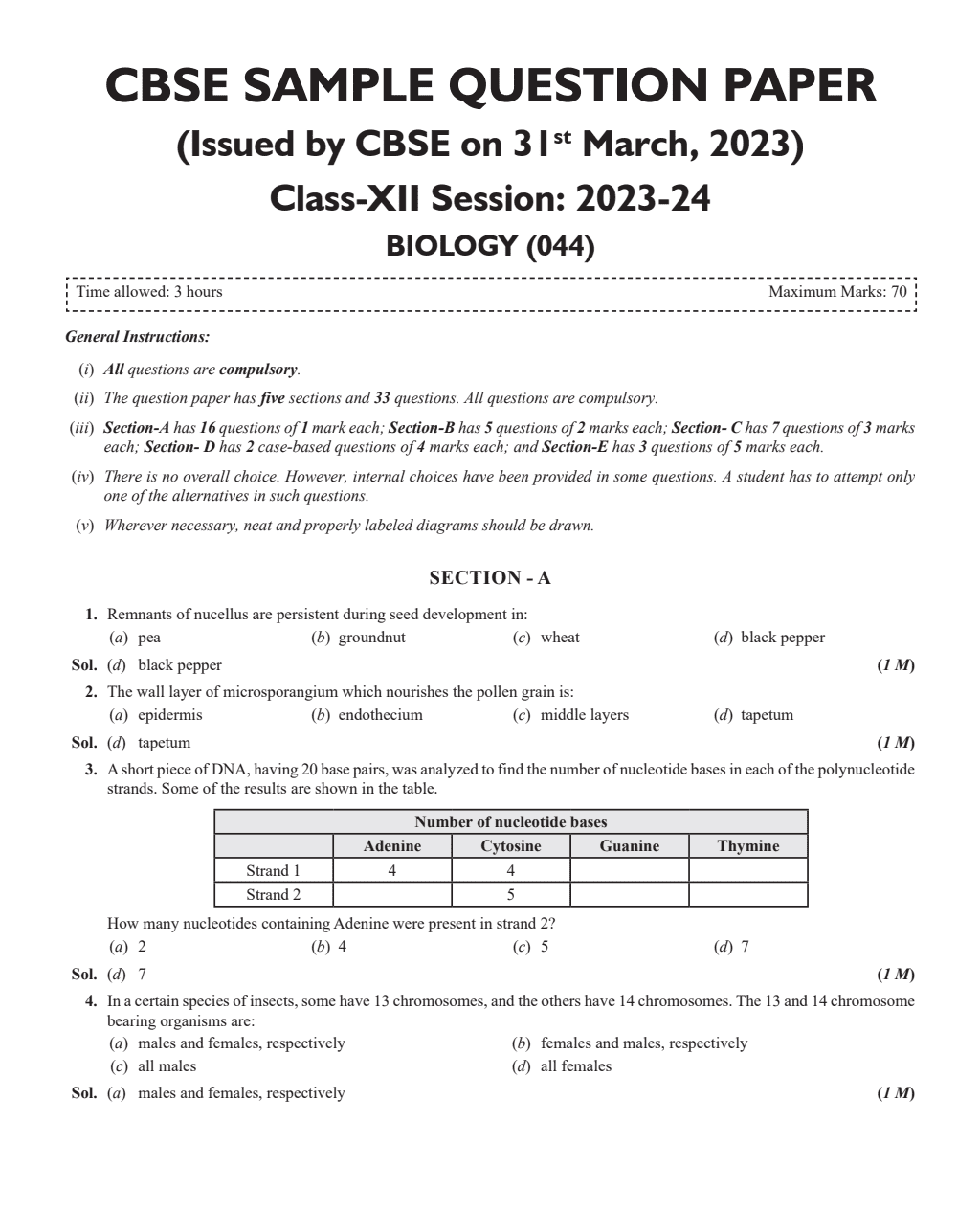 CBSE 15 Sample Question Papers Class 12 Physics, Chemistry, Biology for 2024 Exam (Mock Test Paper) Adhering to Competency - Based Learning | Embedded Videos and Cheat Sheet for Revision | PYQ 2023 Solved Paper