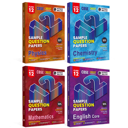 PW CBSE 12 Sample Question Papers Class 12 Physics, Chemistry, Maths & English Combo Set of 4 Books For 2027 Board Exam (New Pattern) | 2026 Solved Paper with Stepwise Marking