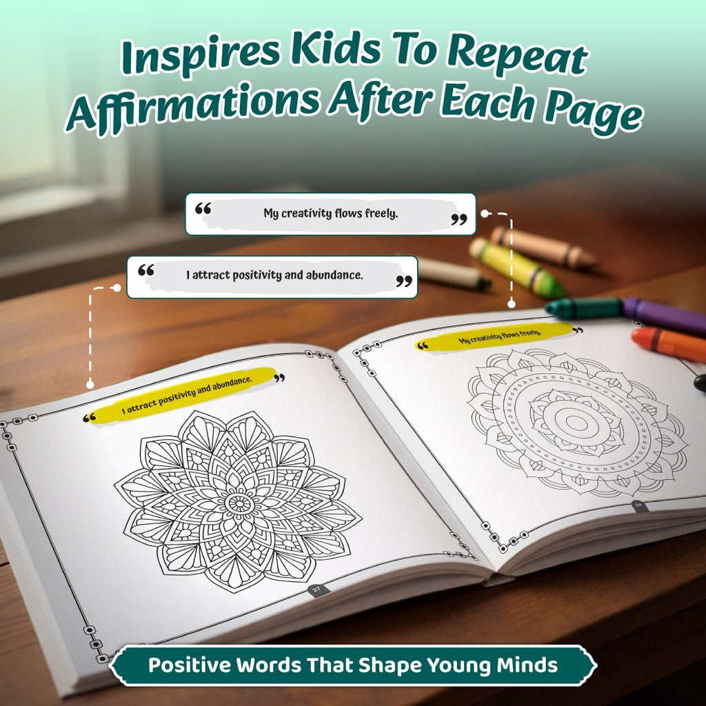 Mandala Art Coloring Book For Kids Level-1 | Copy Coloring Book with Tear Out Sheets, Mandala Sticker Set & Positive Affirmation, Improving Concentration & Creativity | Thoughtful Gift for Kids