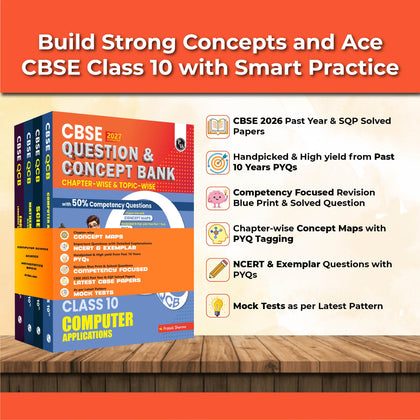 PW CBSE Question & Concept Bank (QCB) Class 10 Science, Maths (Basic), English and Computer Application Combo Set of 4 Books Chapterwise & Topicwise Solved Questions For 2027 Exams