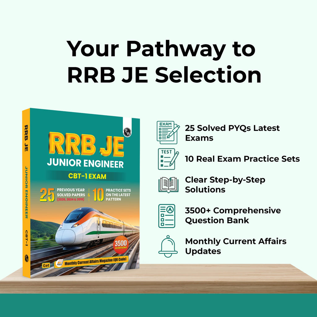 RRB JE (Junior Engineer) CBT-1 PYQ Book For 2026-27 Exams | 25 Previous Year Solved Papers (2026, 2024 & 2019) with 10 Practice Sets on Latest Pattern English Medium