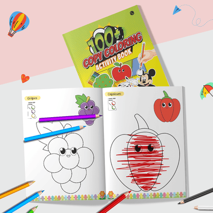 Kids 100+ Copy Coloring Activity Book l Copy Coloring Books for Children Ages 1, 2, 3, 4, 5 Years