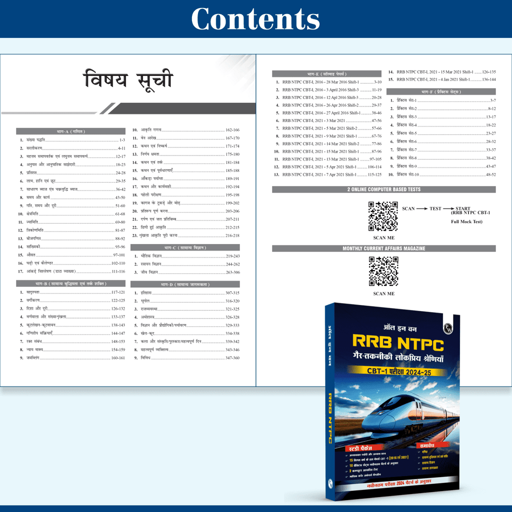 All in one RRB NTPC 2024-2025 CBT - 1 Exam l Chapterwise Theory, Short Tricks and Exercises l 15 Previous Year Solved Papers (PYQs) 2016 & 2021 with 10 Practice Sets l Hindi Edition