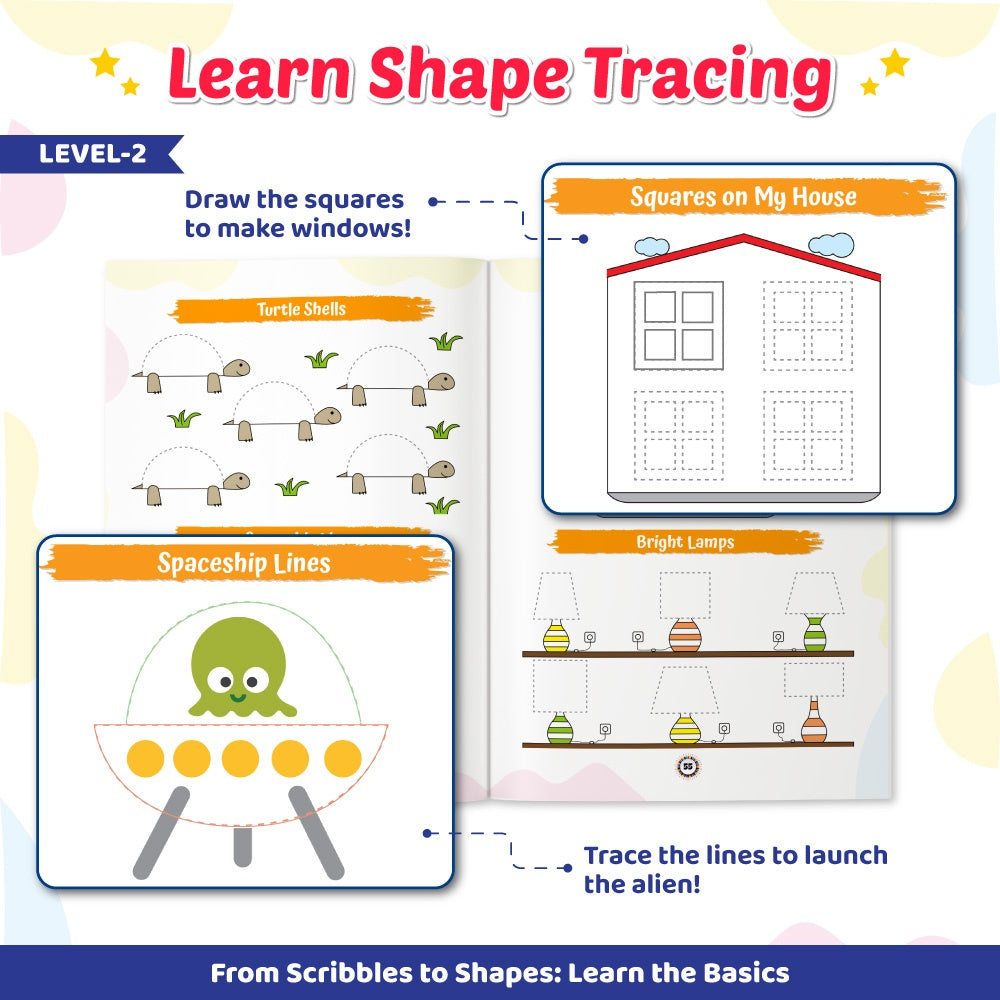 200+ Pattern Tracing Workbook For Kids (4 Levels of Learning) | Free 500+ Printable Worksheets | Scribbles, Tracing Lines & Curves, Shapes, Patterns & Paths, Handwriting, Reusable Practice Book