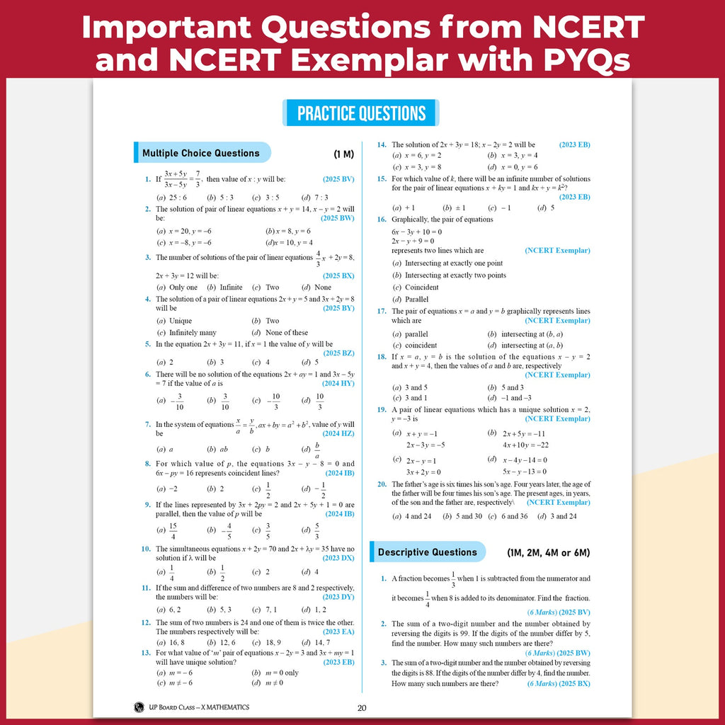 PW UP Board Class 10 Question Bank Mathematics Guru Mantra By Priyam Mishra Sir For 2026-27 Exam | NEP 2020 | Chapter-wise NCERT Exercises with Mind Maps & PYQs