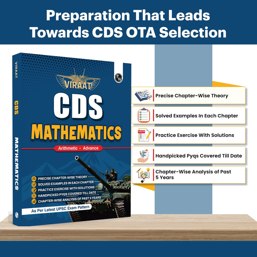 Viraat CDS OTA Book 2026 Mathematics | PYQ (2026-21) | Latest 2026 Solved Paper | Chapterwise Theory, Solved Examples, Practice Exercises & Past Year Questions
