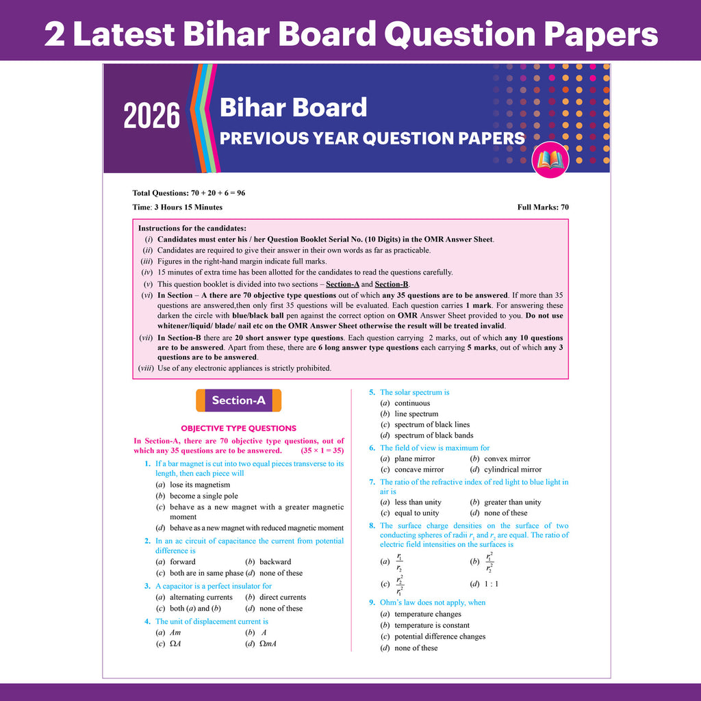 Bihar Board Class 12 Question Bank Physics JEET Guess Papers & Question Bank By Abhishek Raj For 2026-27 Exam | Chapterwise Mind Maps & Previous 10 Years Questions, Model Papers with OMR