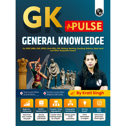 GK Pulse General Knowledge with 1000+ One liner PYQs | UPSC NDA, CDS, EPFO, State PSC, C, Banking, Railway, Defence, Teaching, Other State Govt Exams By Krati Ma'am