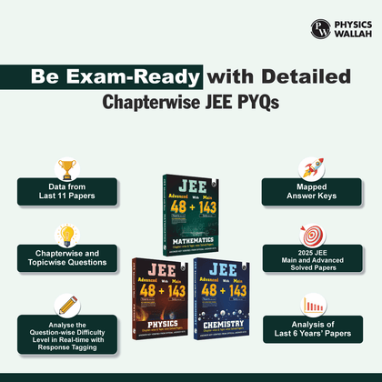 JEE Advanced 48 Years (2025-1978) with JEE Main 143 Sets PYQs (2025-2019) Physics, Chemistry, Maths Combo Set of 3 | Chapterwise and Topicwise Solved Papers For JEE 2026 Exams