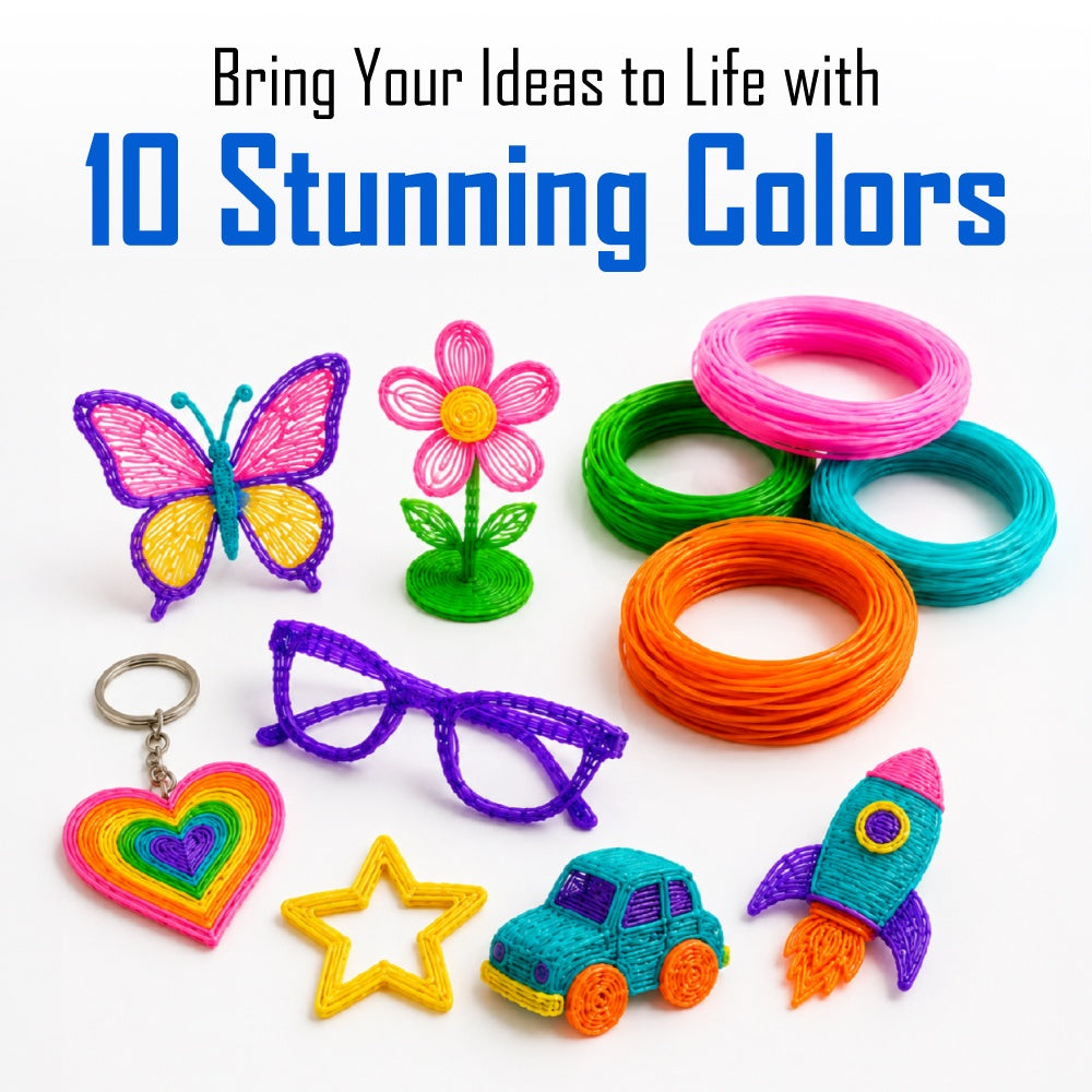 PW PLA 3D Pen Filament Refills 1.75mm, 10 Colors (5m Each)