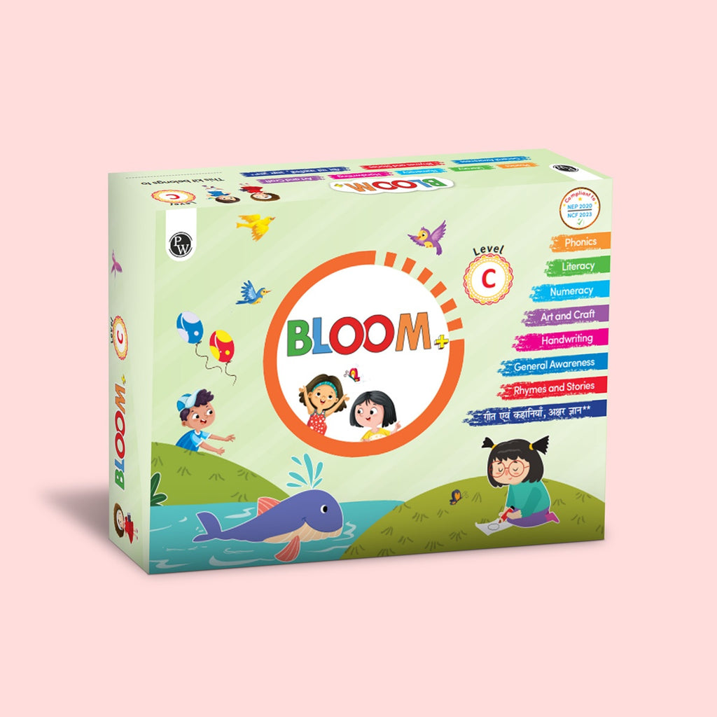 Bloom Series For UKG (Level C) Set of 9 Books | Phonics, Literacy, Numeracy, Art & Craft, Handwriting, General Awareness, English Rhymes & Stories