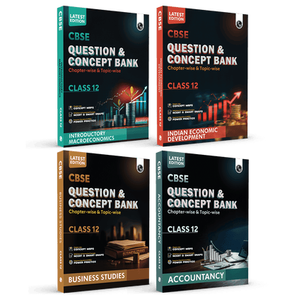 CBSE Question & Concept Bank (QCB) Class 12 Accountancy, Business Studies, Macroeconomics & Indian Economic Development Combo of 4 Books Chapter-wise and Topic-wise Solved Questions